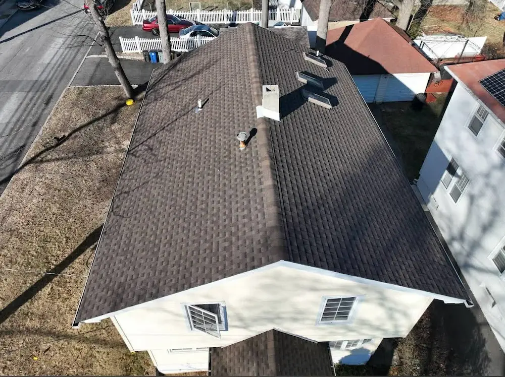 Natural slate roof restoration on a historic colonial home in Doylestown, Bucks County Pennsylvania